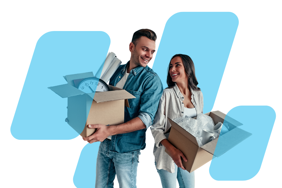 Casal a fazer mudanças para a sua nova casa